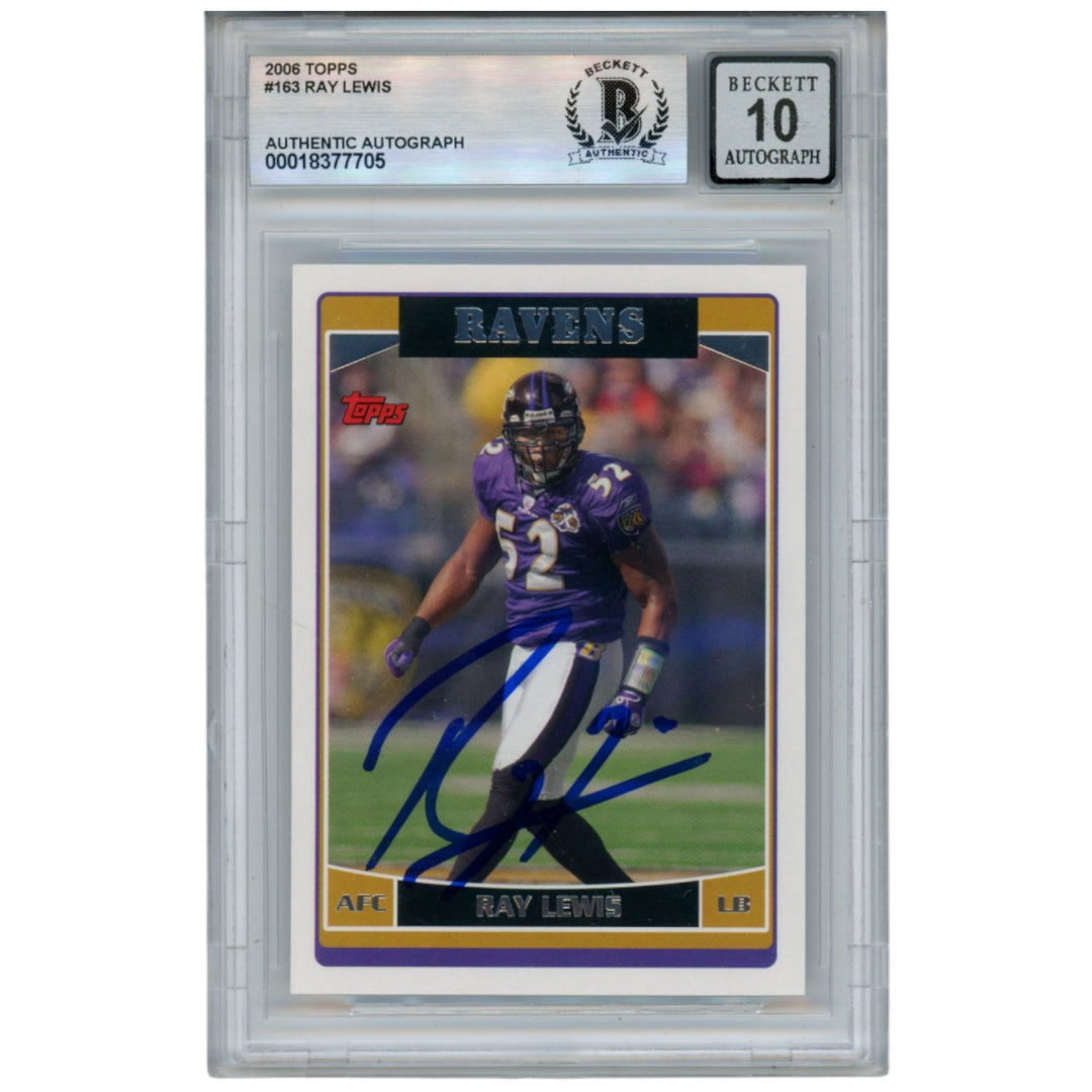 Ray Lewis Autographed 2006 Topps #163 Trading Card Beckett 52918