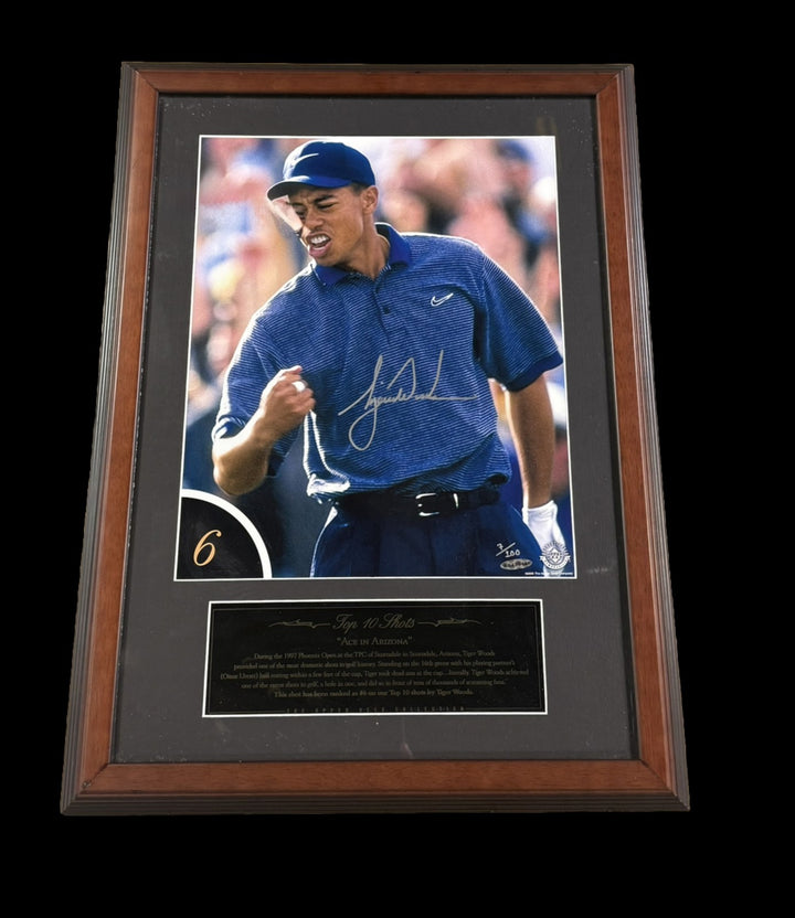 Tiger Woods Signed 12x16 Framed Golf Photo Ace In Arizona Mint Auto 7/10 UDA COA