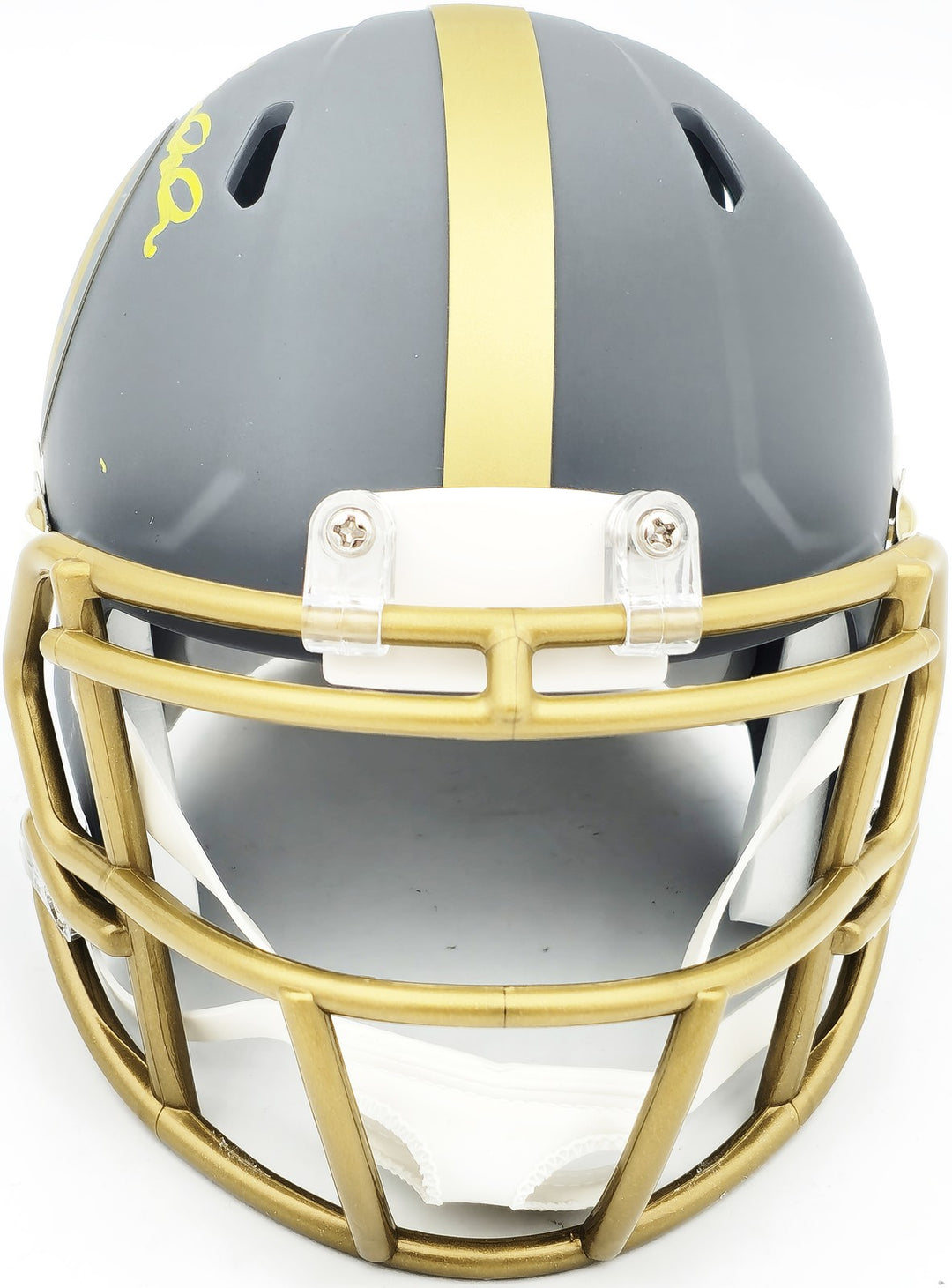 Terry Bradshaw Signed Steelers Slate Gray Speed Mini Helmet Beckett Wit