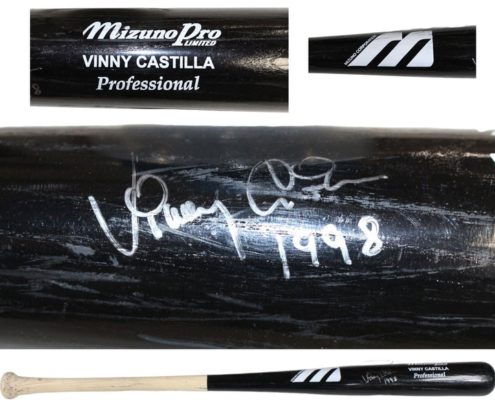 Vinny Castilla Signed Game Used Colorado Rockies Bat '98 Beckett 43261