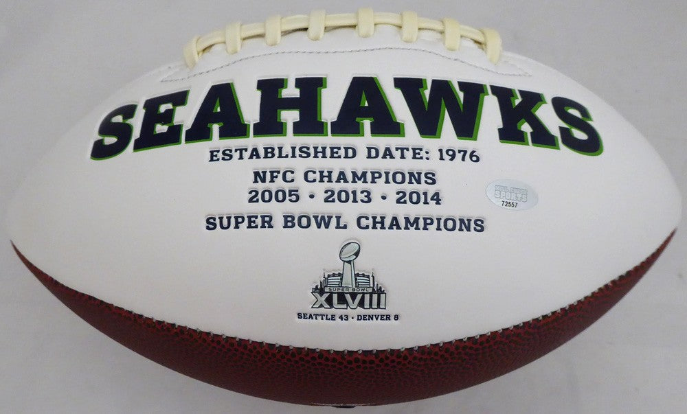 Frank Clark Signed White Seattle Seahawks Logo Football MCS Holo