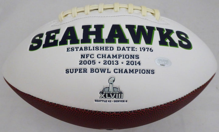 Frank Clark Signed White Seattle Seahawks Logo Football MCS Holo