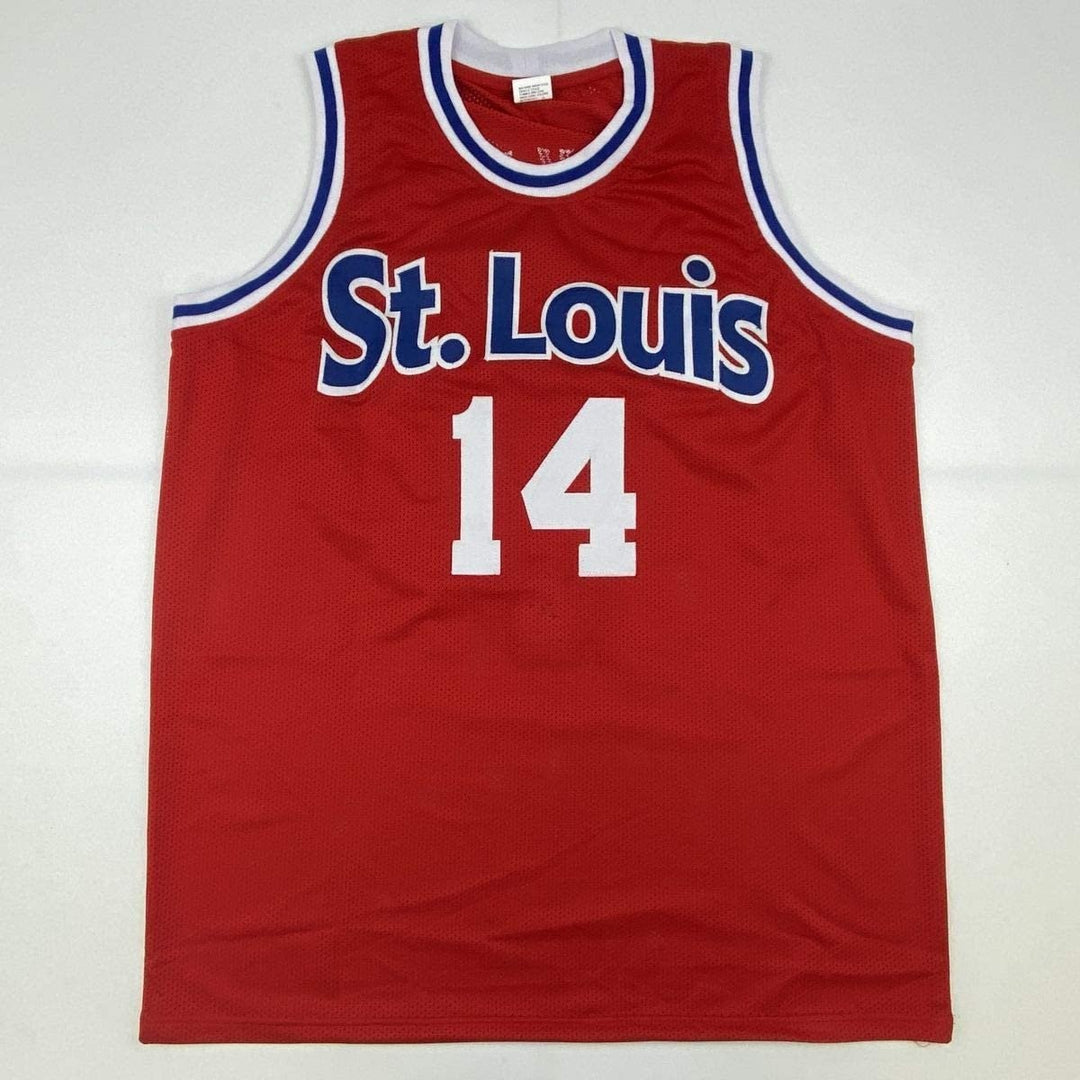 Autographed/Signed LENNY WILKENS St. Louis Red Jersey JSA COA Auto