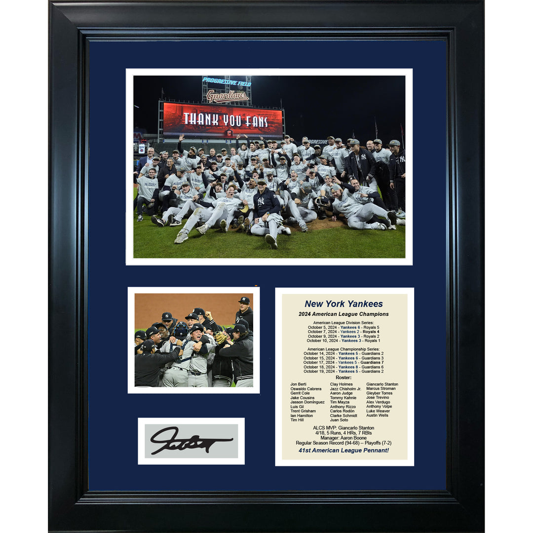 Framed Yankees 2024 ALCS Giancarlo Stanton Facsimile Auto 11"x14" Photo Collage