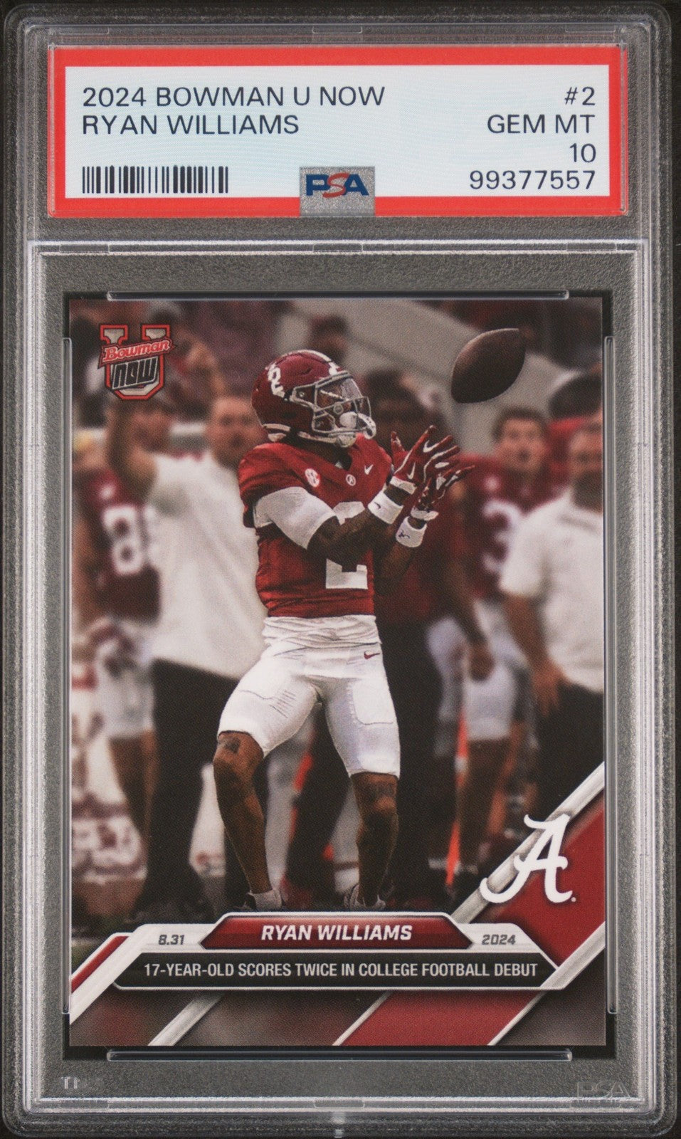 Graded 2024 Topps Bowman U Now Ryan Williams #2 Rookie RC Card PSA 10