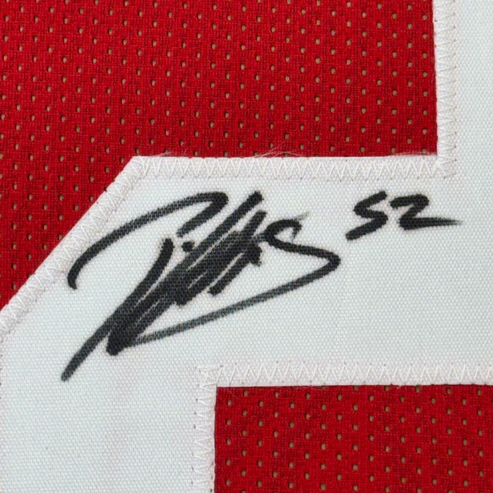 Framed Autographed/Signed Patrick Willis 35x39 San Francisco Red Jersey BAS COA