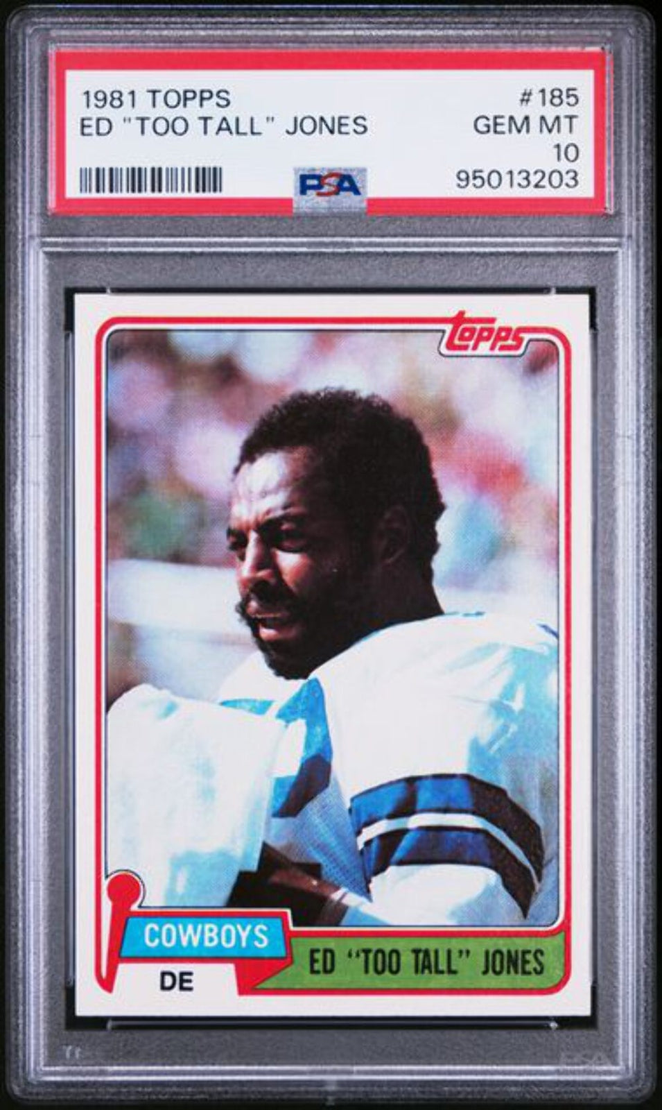 Graded 1981 Topps Ed "Too Tall" Jones #285 Football Card PSA 10 Gem Mint