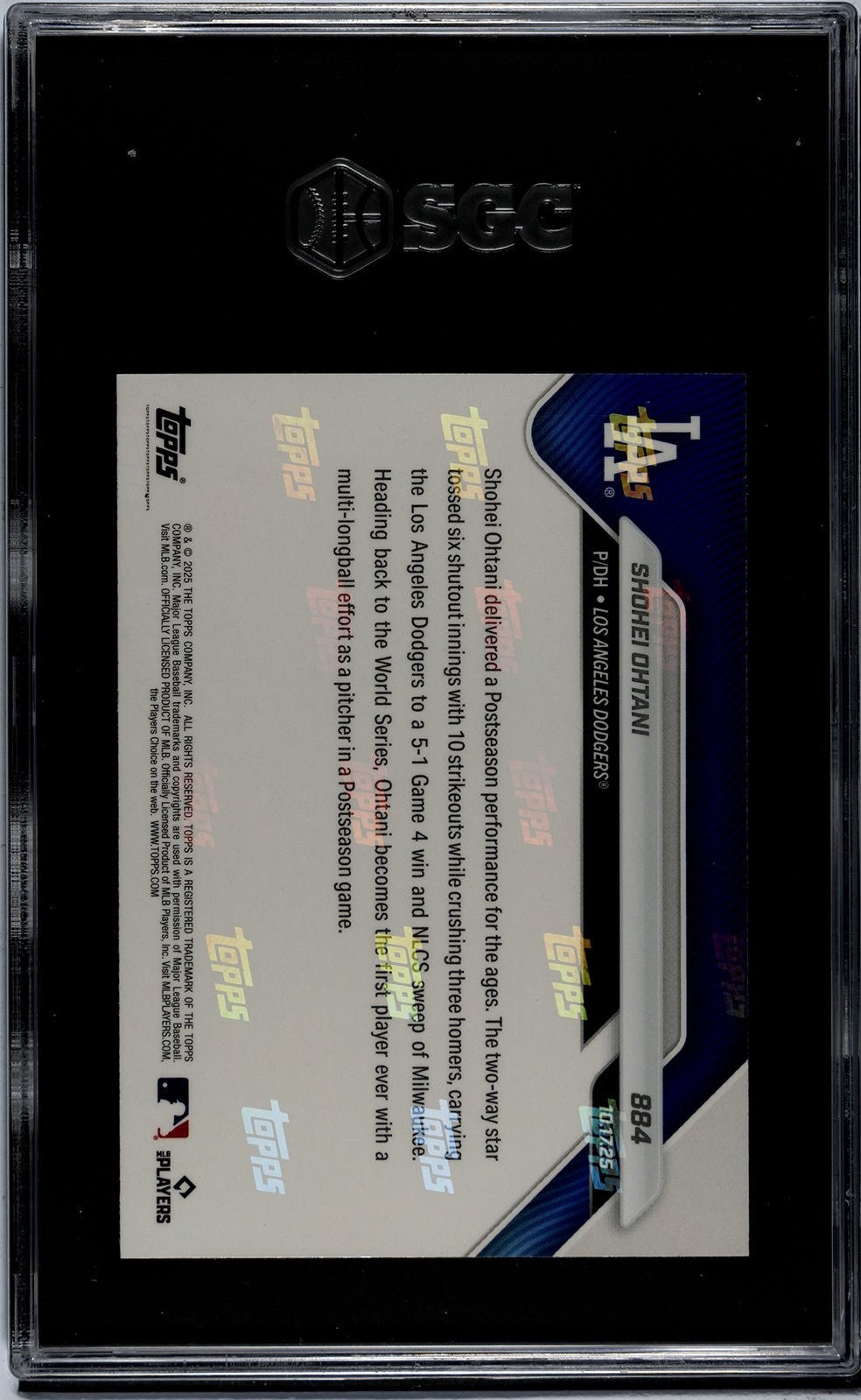 Graded 2025 Topps Now Shohei Ohtani #884 Baseball Card SGC 9.5 Mint+