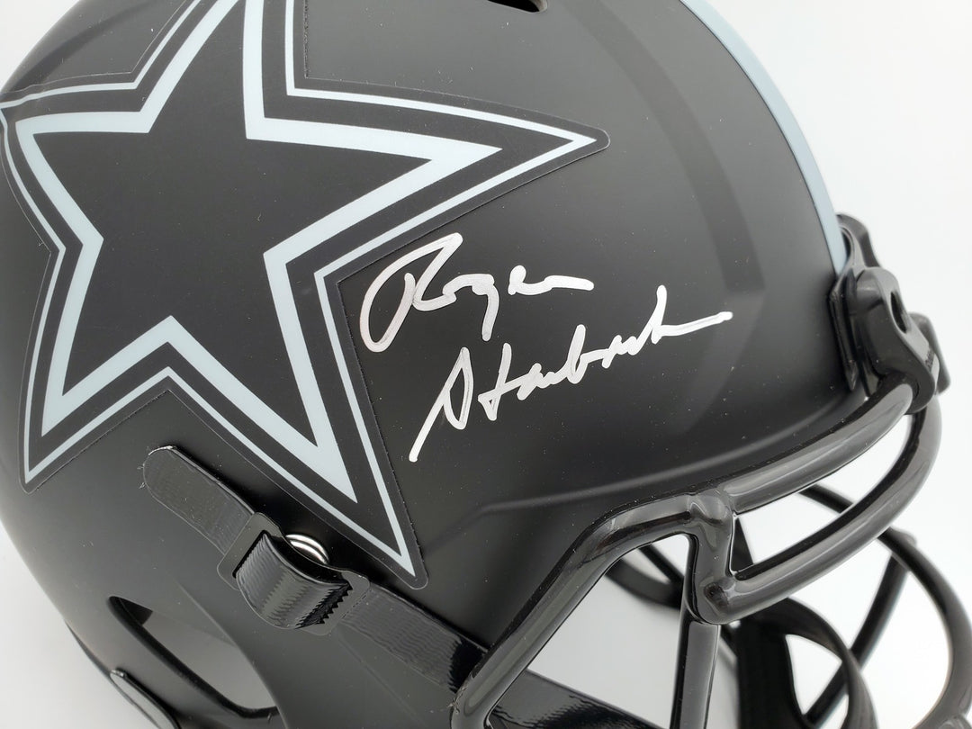 Roger Staubach Auto Eclipse Black Cowboys Full Size Speed Replica Helmet Beckett