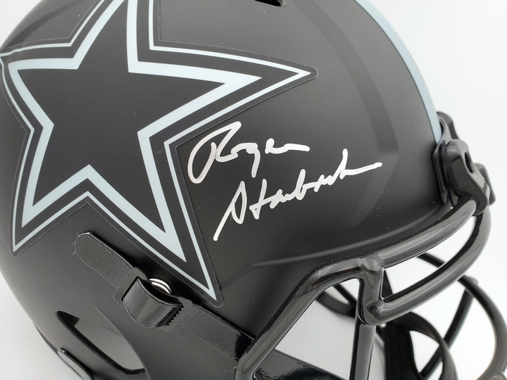 Roger Staubach Auto Eclipse Black Cowboys Full Size Speed Replica Helmet Beckett