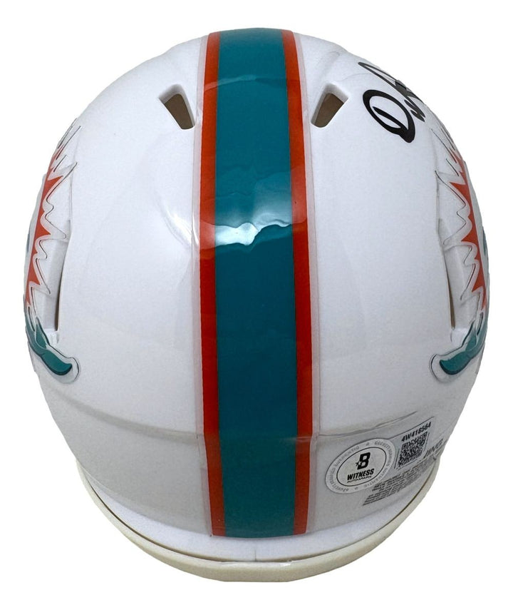 De'Von Achane Signed Miami Dolphins Mini Speed Helmet BAS