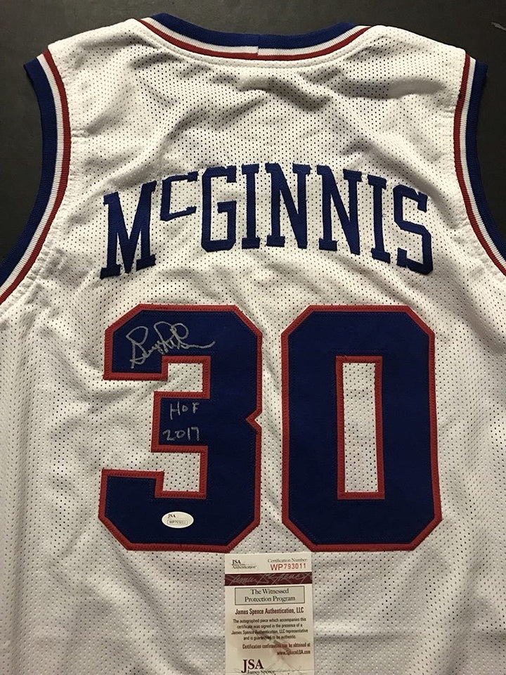 Signed GEORGE MCGINNIS HOF 17 Philadelphia White Jersey JSA COA Auto