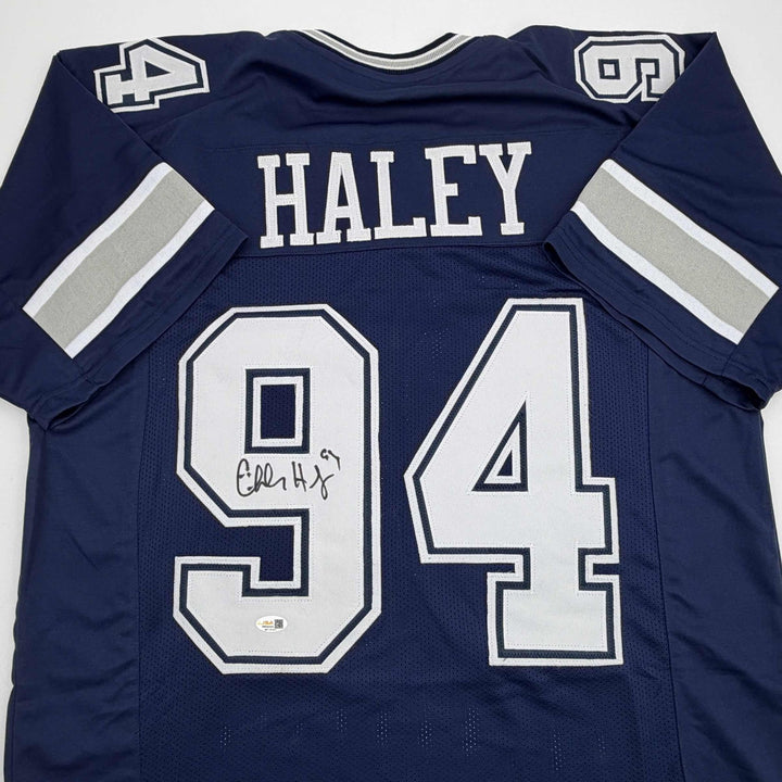 Autographed/Signed Charles Haley Dallas Blue Football Jersey JSA COA