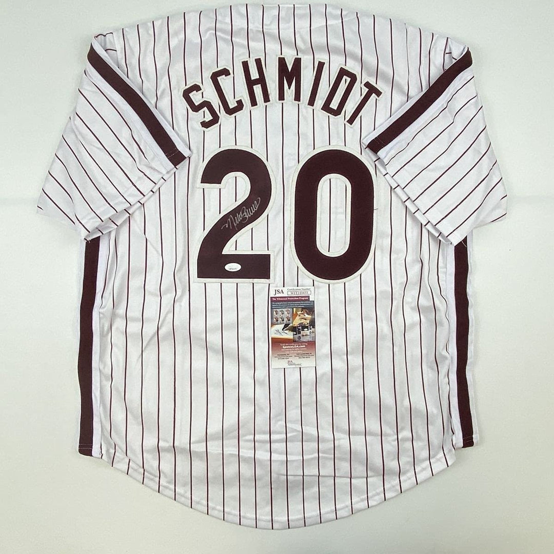 Autographed/Signed Mike Schmidt Philadelphia Pinstripe Jersey JSA COA