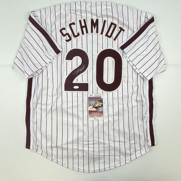 Autographed/Signed Mike Schmidt Philadelphia Pinstripe Jersey JSA COA