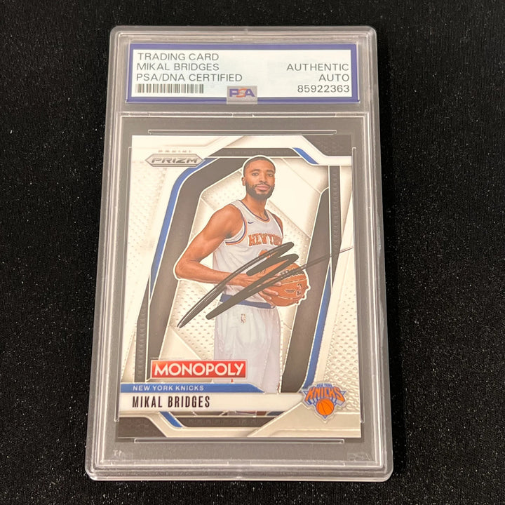 2024-25 Panini Prizm #42 Mikal Bridges Signed Card Auto PSA Slabbed NY Knicks