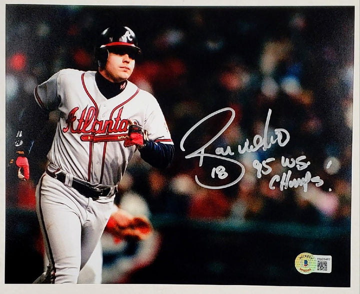 Ryan Klesko signed "95 WS Champs" 8x10 photo Braves ~ Beckett BAS Witness Holo