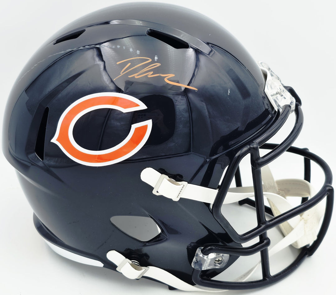 DJ Moore Auto Bears Blue Full Size Speed Replica Helmet (Mark) Beckett Witness