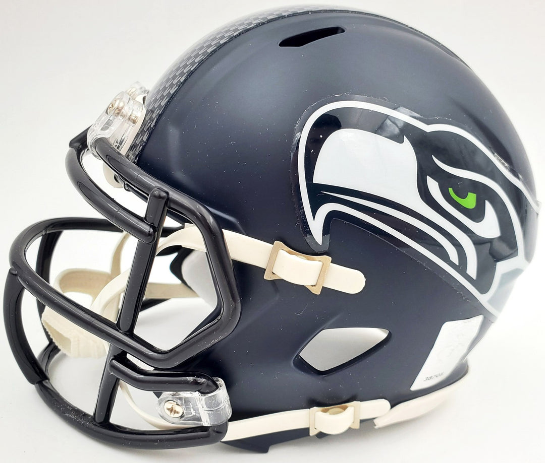 Russell Wilson Signed Seattle Seahawks Speed Mini Helmet In Green RW Holo