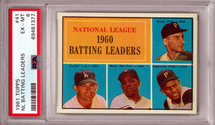1961 Topps NL Batting Leaders Card #41 Mays/Roberto Clemente- PSA Graded 6 EX-MT