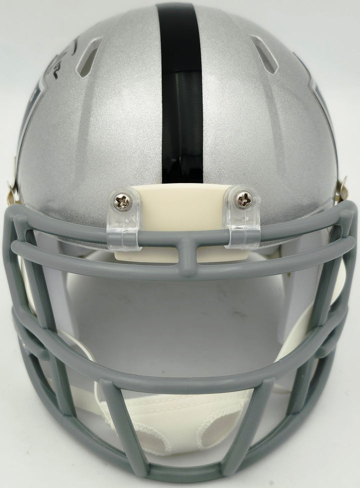 Dave Casper Signed Oakland Raiders Silver Speed Mini Helmet "HOF 02" Beckett Wit