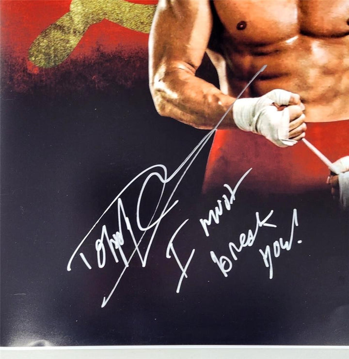 Dolph Lundgren signed Drago "I Must Break You!" 16x20 photo Rocky auto (B) ~ JSA