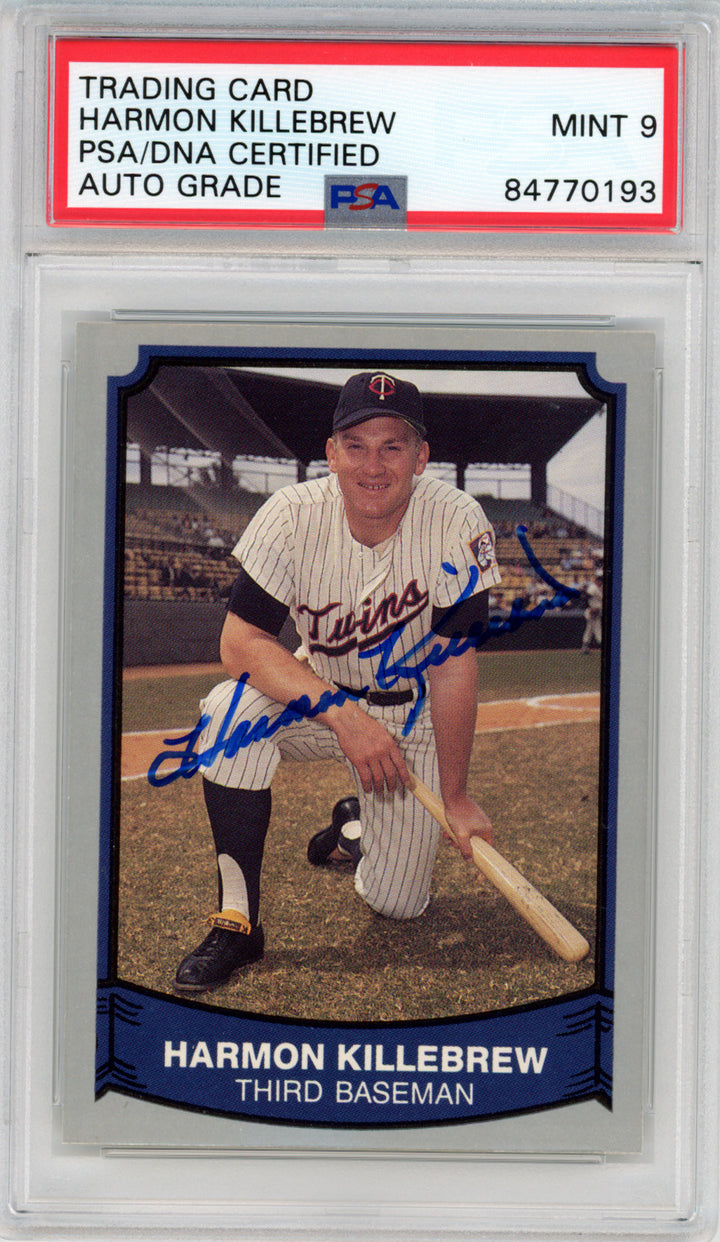 1989 Pacific Harmon Killebrew Signed COA PSA 9 Minnesota Twins Slabbed