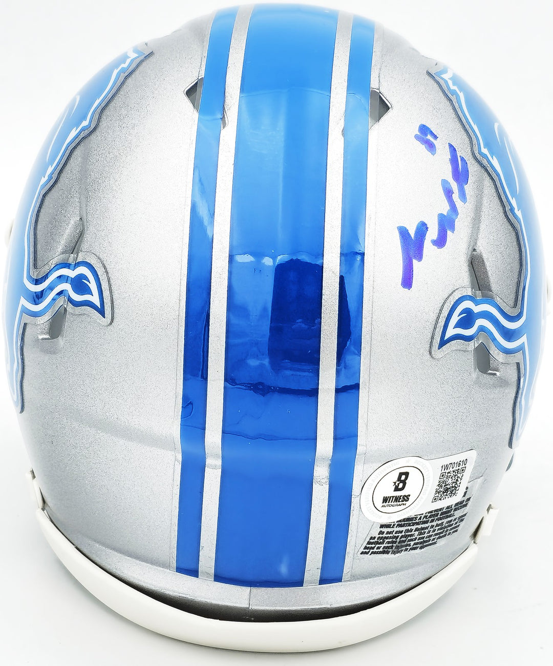 Sam LaPorta Signed Detroit Lions Silver Speed Mini Helmet Beckett BAS