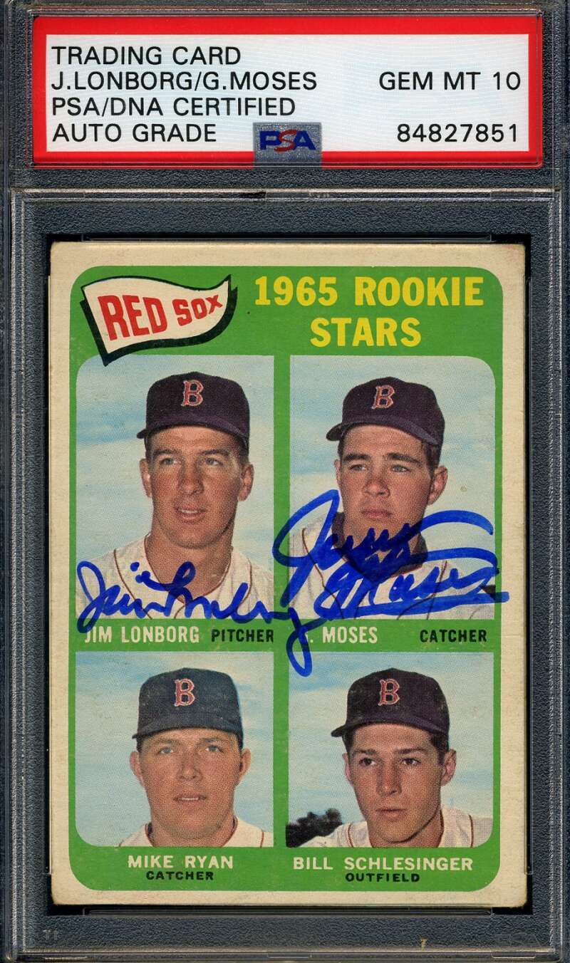 Jim Lonborg Gerry Moses Gem Mint 10 PSA DNA Signed 1965 Topps Rookie Autograph