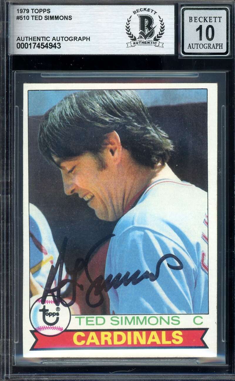 Ted Simmons Gem Mint 10 Beckett BAS Signed 1979 Topps Autographed