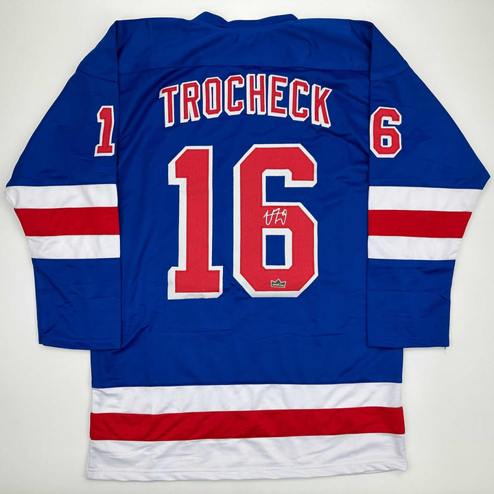 Facsimile Autographed Vincent Trocheck New York Blue Reprint Jersey Size Mens XL