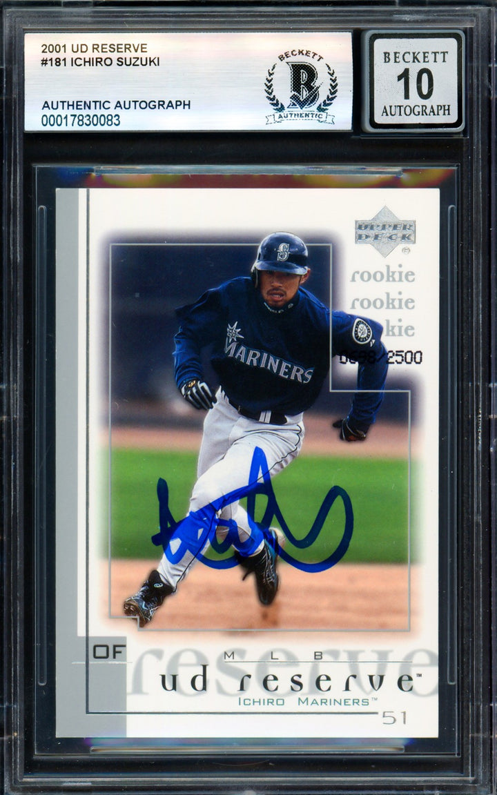 Ichiro Suzuki Auto 2001 UD Reserve RC 181 Mariners Auto GM 10 Beckett #17830083