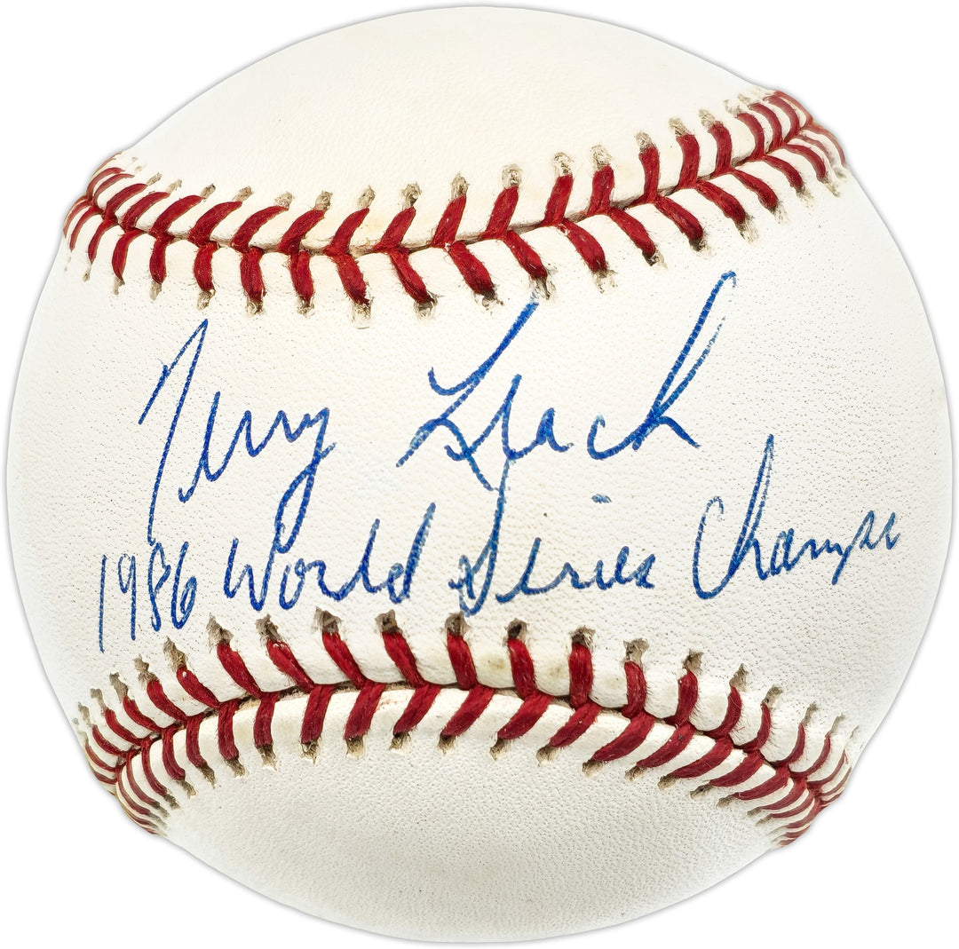 Terry Leach Signed NL Baseball New York Mets "1986 WS Champs" Beckett #BN14965