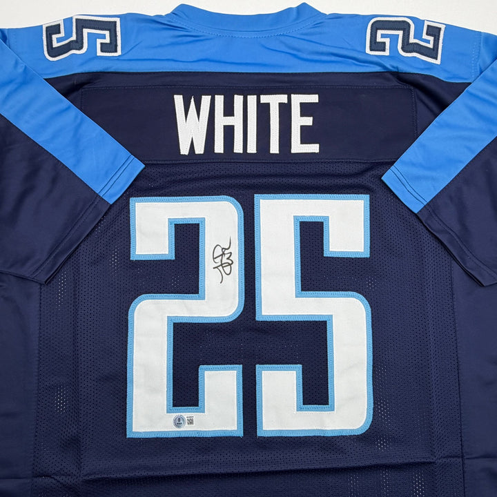 Autographed/Signed LenDale White Tennessee Navy Blue Jersey Beckett BAS COA