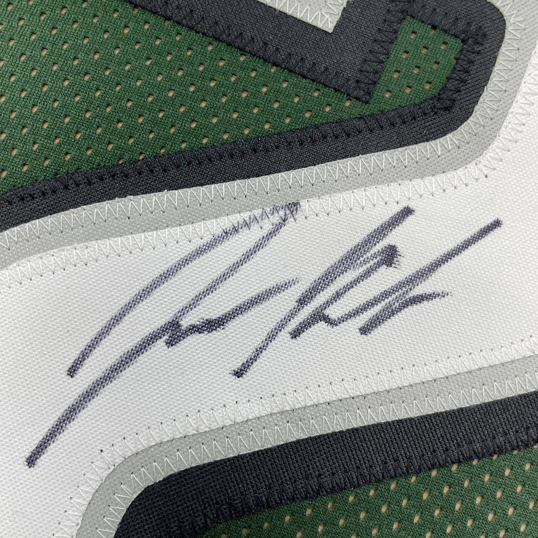 Framed Autographed/Signed Jason Kelce 33x42 Philadelphia Green Jersey PSA COA