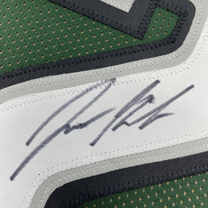 Framed Autographed/Signed Jason Kelce 33x42 Philadelphia Green Jersey PSA COA
