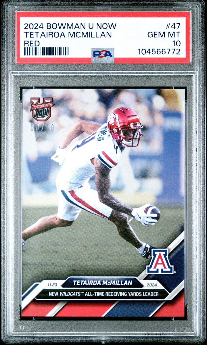 Graded 2024 Bowman U Now Tetairoa McMillan #47 Red /10 RC Card PSA 10