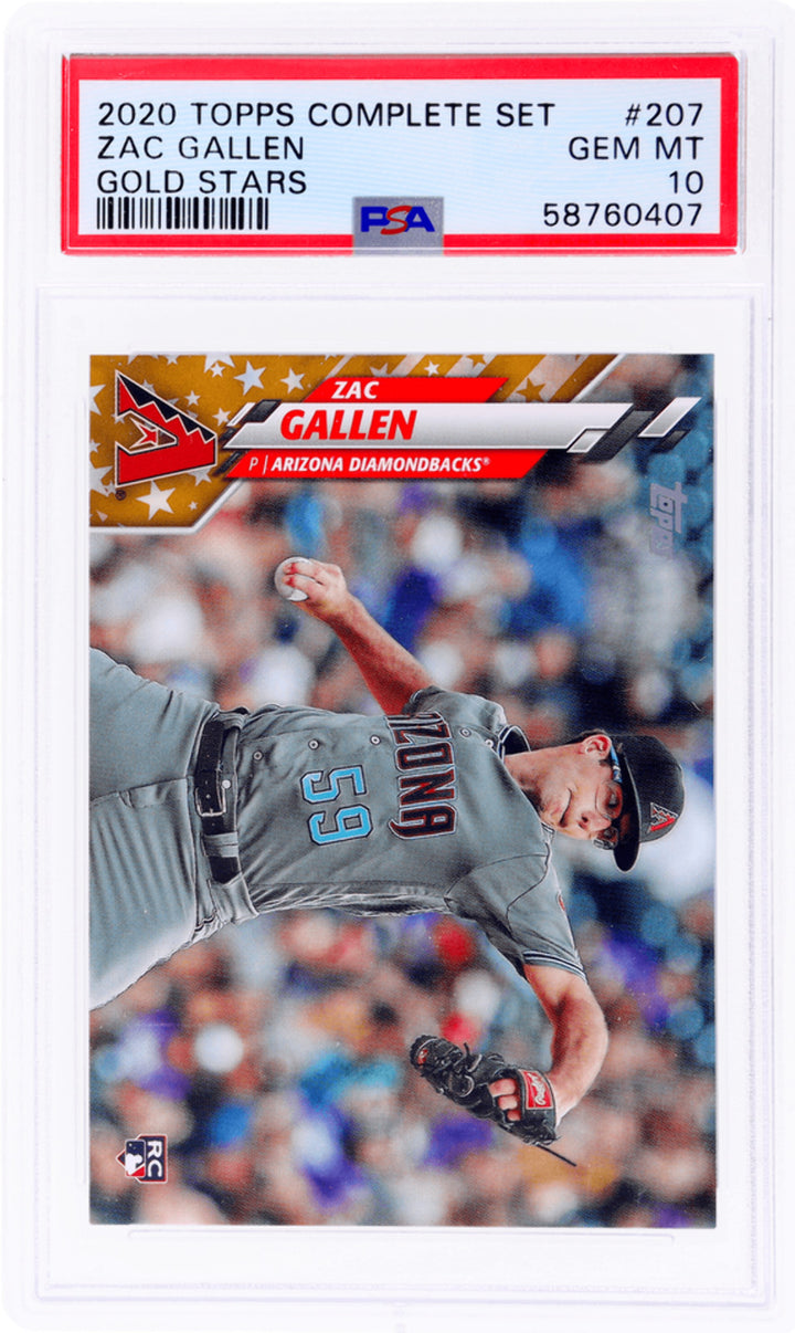 Graded 2020 Topps Complete Set Zac Gallen #207 Gold Star RC Baseball Card PSA 10