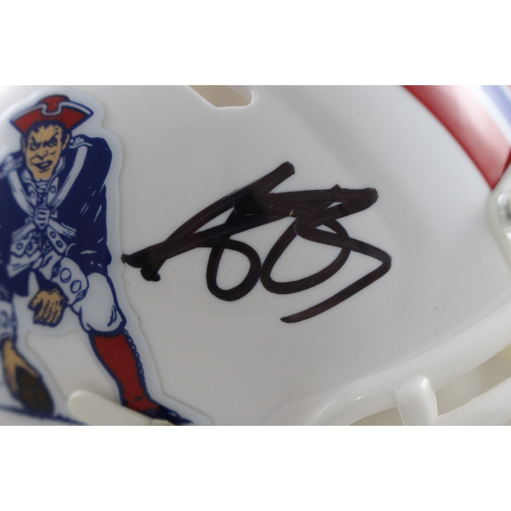 AJ Brown Signed New England Patriots 82-89 TB Mini Helmet Beckett WIT 57965