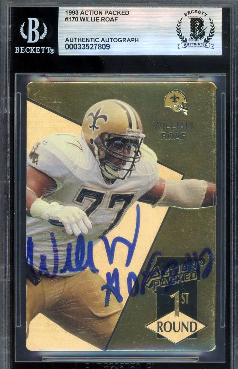 Willie Roaf Beckett BAS Signed 1993 Action Packed Rookie Autograph