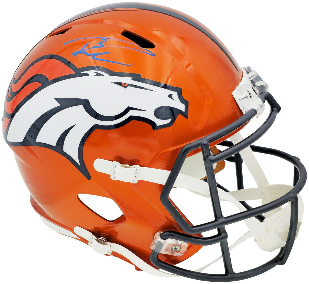 Russell Wilson Auto Broncos Flash Orange Full Size Rep Speed Helmet Fanatics