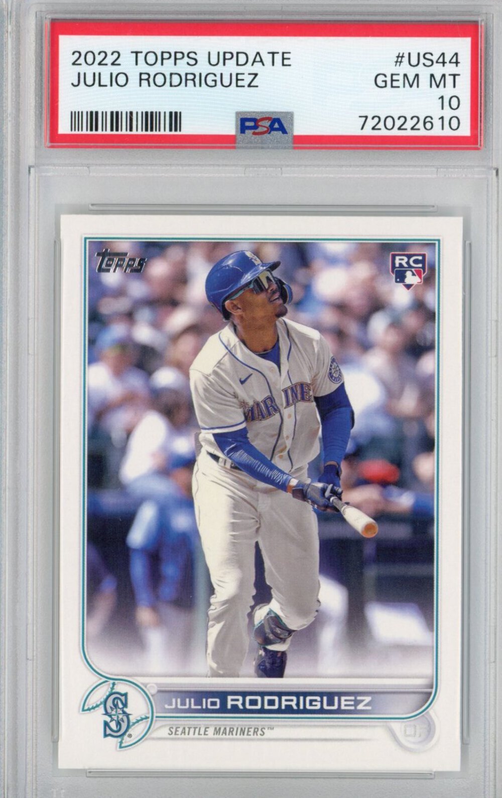 Graded 2022 Topps Update Julio Rodriguez #US44 Rookie RC Card PSA 10 Gem Mint