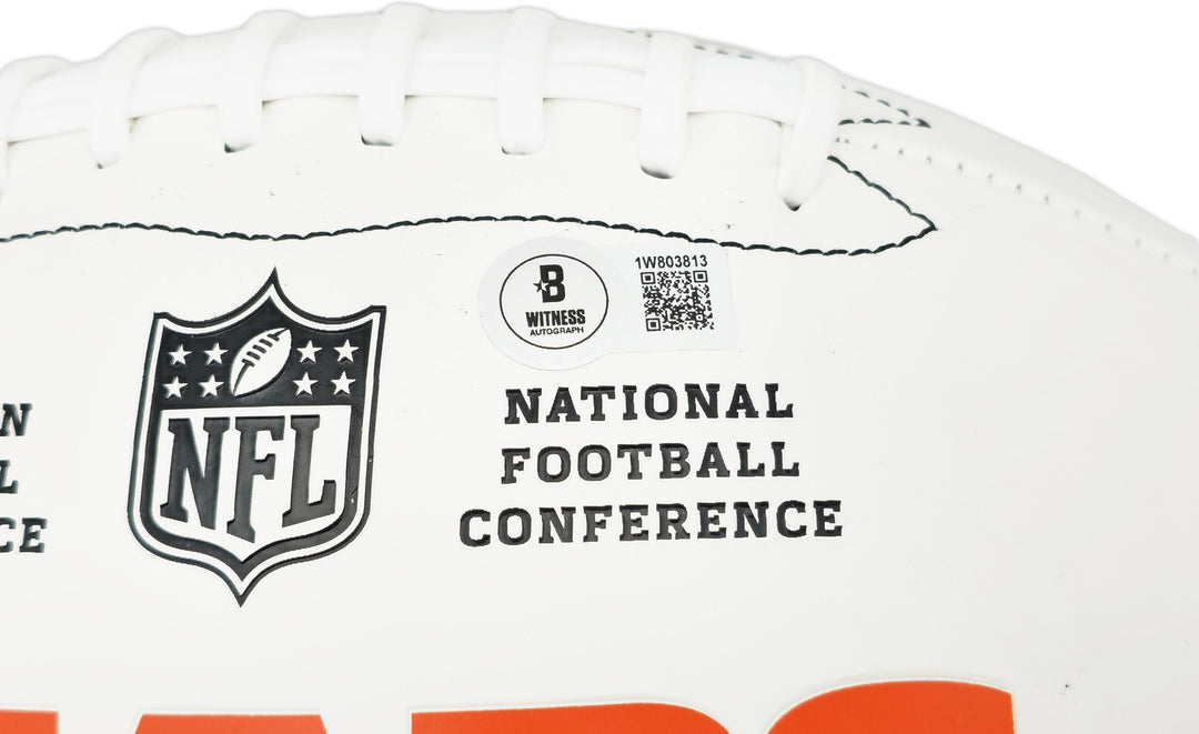 Richard Dent Signed White Logo Football Chicago Bears "HOF 11" Beckett Wit