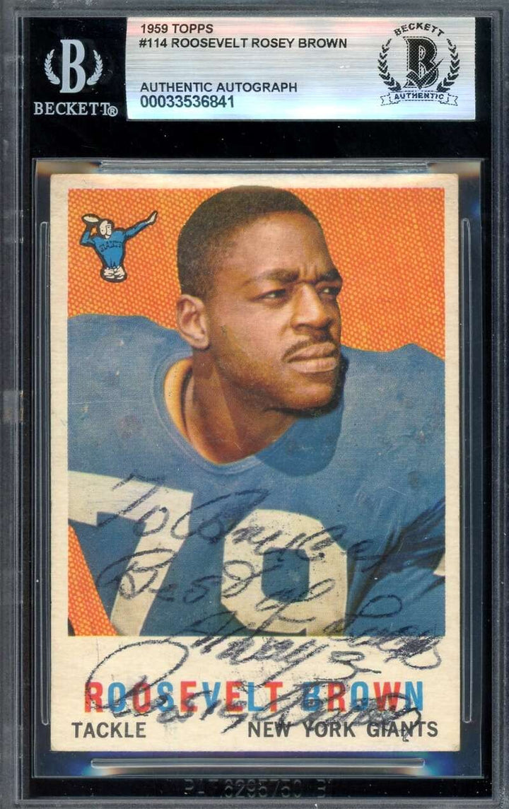 Roosevelt Rosey Brown Beckett BAS Vintage Signed 1959 Topps Autograph