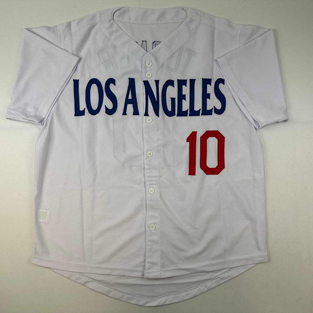 Facsimile Autographed Justin Turner Los Angeles LA White Reprint Jersey Men's XL