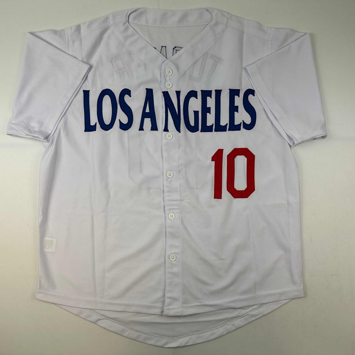 Facsimile Autographed Justin Turner Los Angeles LA White Reprint Jersey Men's XL