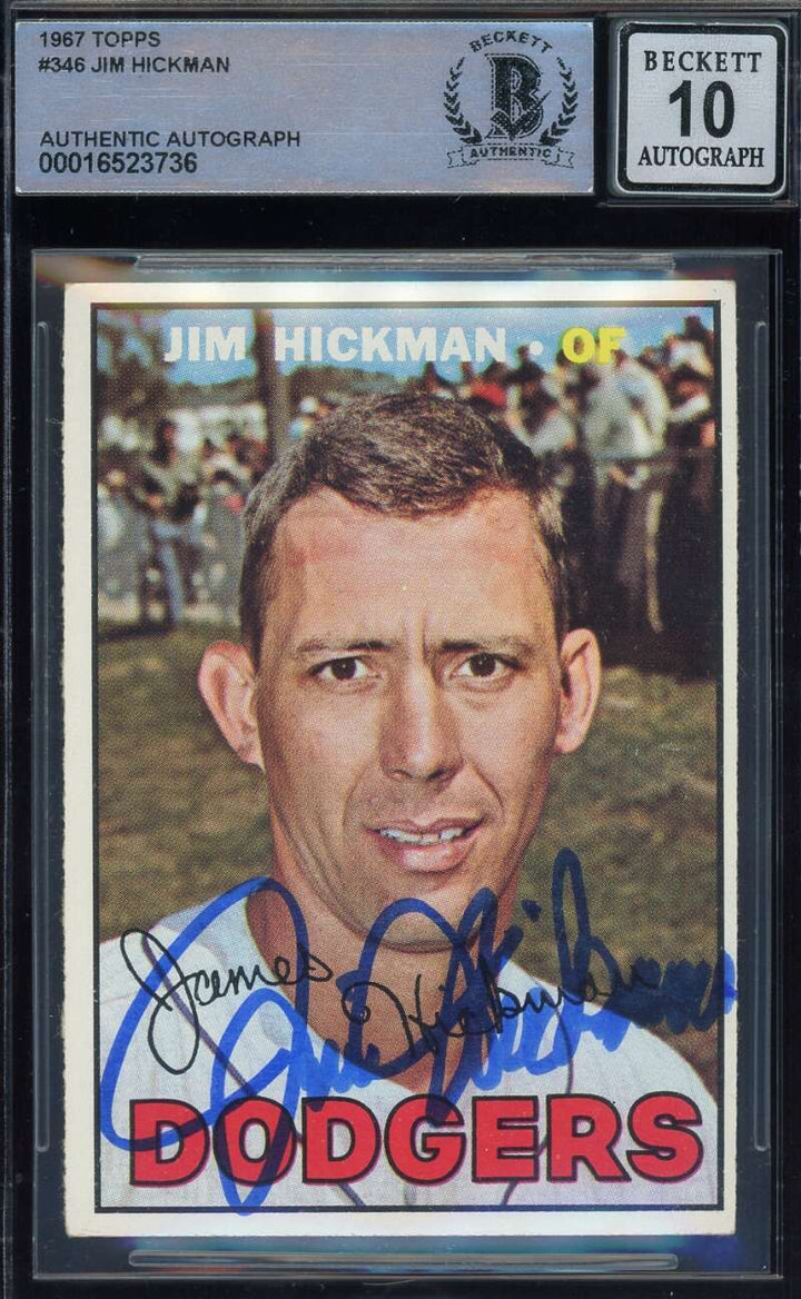 Jim Hickman Gem Mint 10 Beckett BAS Signed 1967 Topps Autograph