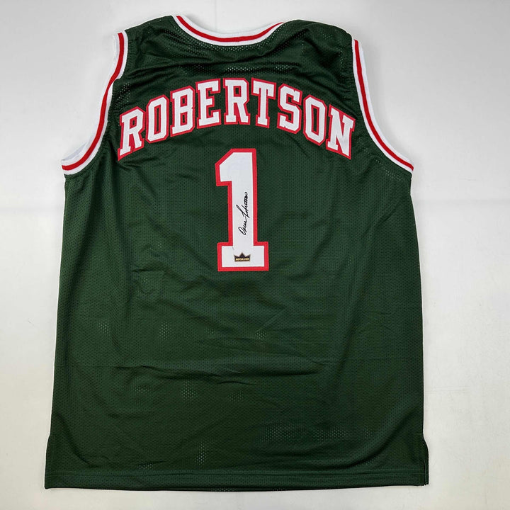 Facsimile Autographed Oscar Robertson Milwaukee Green Reprint Jersey Men's XL