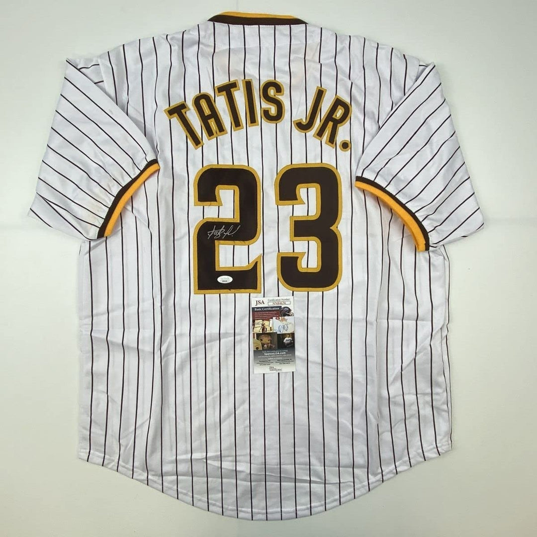 Autographed/Signed FERNANDO TATIS JR San Diego Pinstripe Jersey JSA COA