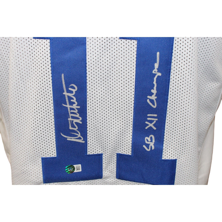 Danny White Autographed Pro Style White XL Jersey Insc. Beckett 44379